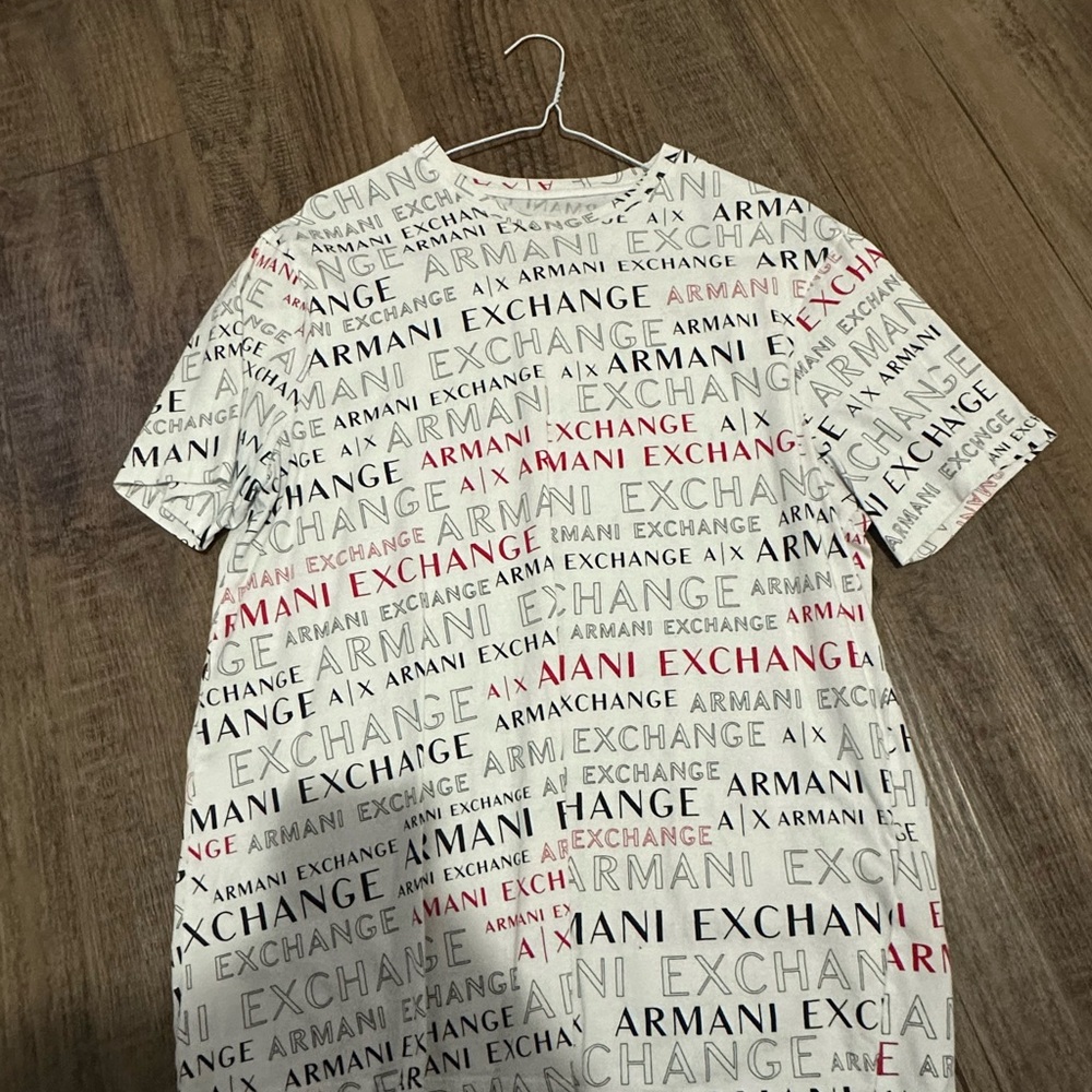Giorgio Armani Men's White and Red Graphic Tee